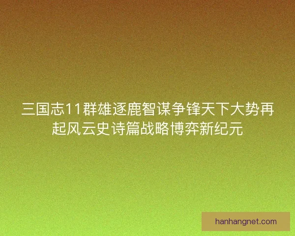 三国志11群雄逐鹿智谋争锋天下大势再起风云史诗篇战略博弈新纪元